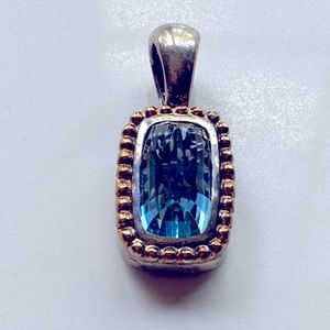 Menegatti 18k gold and sterling silver blue topaz pendant. Made in Italy.